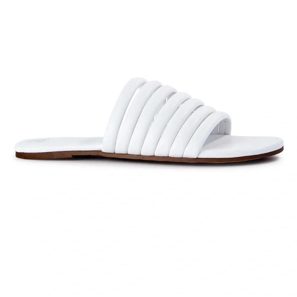Time and Tru Women's Multi-Band Slide Sandals White Size 8